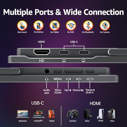 Image of cocopar Portable Monitor IPS Travel Monitor with USB-C HDMI Portable Screen for Laptop MacBook Surface PC PS4 /5 External Display with Kickstand, VESA Mountable, 18.5 Inch