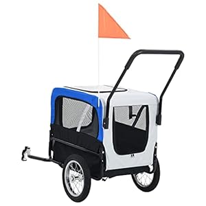  2-in-1-Dog-Bike-Trailer-and-Jogging-Stroller-Folding-Pet-Stroller-Bicycle-Carrier-Foldable-Dog-Cart-for-Bicycle-Pet-Wagon-Cargo-Carrier-and-Jogger-for-Small-and-Medium-Pet-Gray-and-Blue