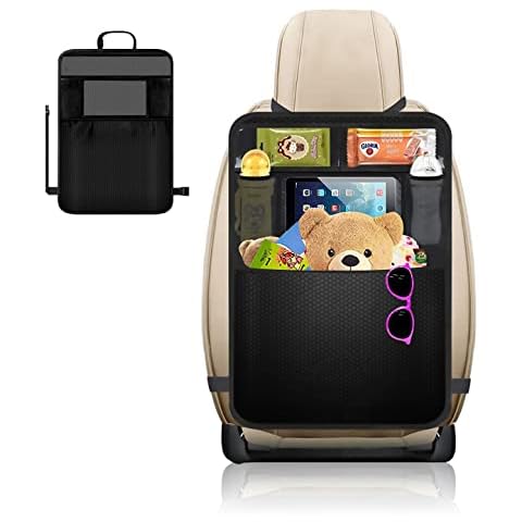 FULLBELL Premium Backseat Organizer for Kids 1 Pack, Heavy Duty Waterproof and Stain Resistant Kick Mats Back Seat Protector, Durable Backseat Car Organizer with Tablet Holder and Storage Pockets Cover