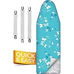 Super Soft 5 Layer Turbo Ironing Board Covers 110 x 35-50% faster with High Speed Steam Reflection, 100% Cotton Top, 110 x 30, Made in EU, 5 sizes, M for Dimensions 108-115 x 30-35 cm
