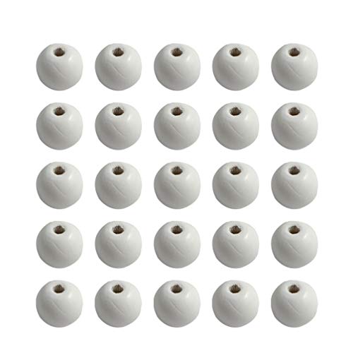 Healifty 500 cuentas de madera de 20 mm de diámetro, perlas redondas con agujero, para manualidades, accesorios para la fabricación de joyas (agujero blanco de 5 mm)