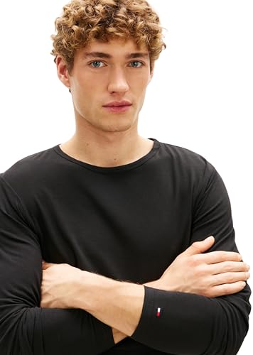 Tommy Hilfiger Magliette Maniche Lunghe Uomo Confezione Da 3 Basic, Nero (Black/Black/Black), Xl - 3