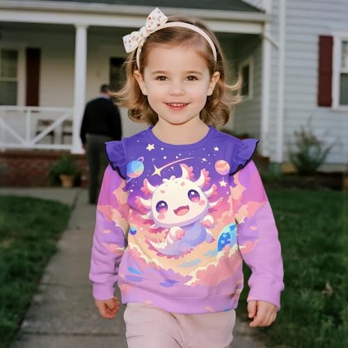 Girls Pullover Sweatshirt Kids Ruffle Long Sleeve Sweatshirts Sport Dance Crewneck Tops4