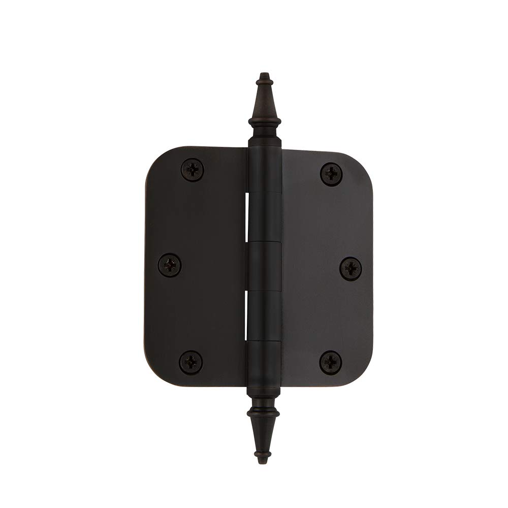 Nostalgic Warehouse 746072 3.5" Steeple Tip Residential 5/8" Radius Corners Door Hinge, Oil-Rubbed Bronze