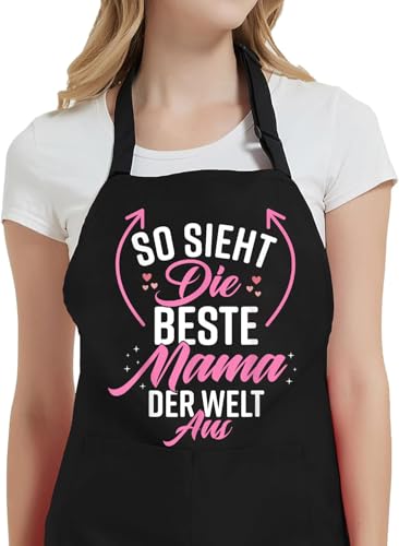 Gkmamrg Delantal para el Día de la Madre, regalo para el día de la madre, delantal ajustable, delantal para cocineros, barbacoa, pintura, hornear, cocinar, regalo del Día de la Madre, Negro , Talla
