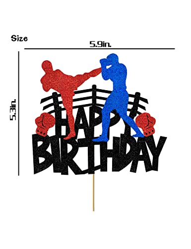 Boxing Cake Topper Decorations Boxing Birthday Cake Toppers For Boys Men Glitter Boxing Theme Happy Birthday Decorations Party Supplies #TOP2