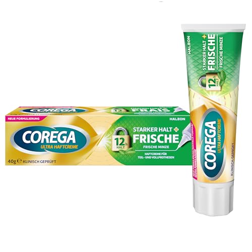 Corega Ultra Haftcreme Starker Halt + Frische für Zahnersatz/ dritte Zähne, 1x40g