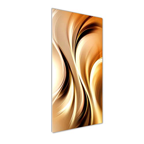 Image sur verre trempé 50x125cm décoration murale vagues or