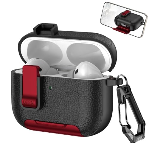 Protection AirPods 3 silicone antichoc coque rigide cuir rouge noir écouteurs