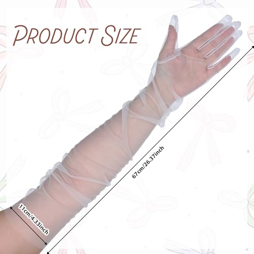 Giantree Women's Long Mesh Tulle Gloves, Transparent Party and Elbow Length Gloves, 70 CM Extra Long Tulle Bridal Sleeves, Opera Ball Costumes for Women and Girls for Wedding Bridal Dance2