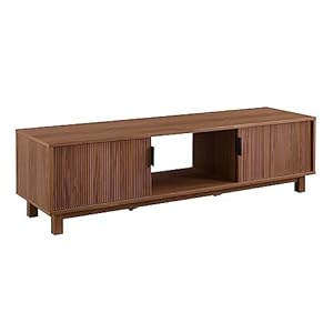 Walker Edison Walton Modern Fluted-Door Low TV Stand for TVs up to 65 Inches, 58 Inch, Mocha