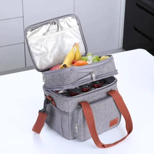 Bolsa Térmica Com Alça Transversal 2 Compartimentos Marmita Lancheira Trabalho Passeio Academia Esco