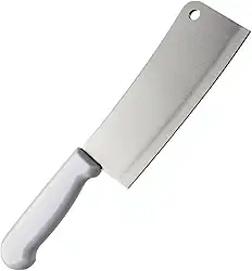 Cutelo Profissional 8” Aço Inox Cabo Branco Anatômico – Lâmina Reforçada Anticorrosiva para Carnes, Ossos e Alimentos Congelados – Cutelo de Cozinha Premium para Uso Doméstico e açougue