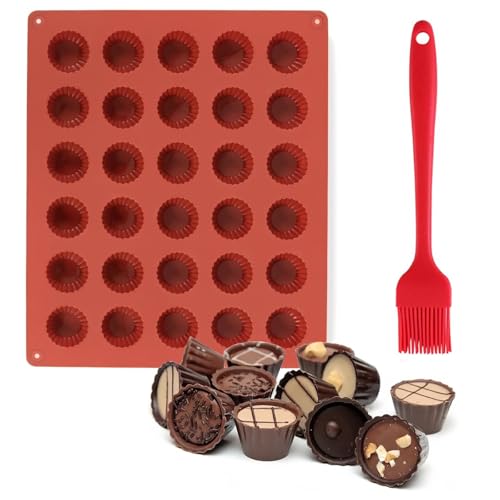 BCENG 30 moldes de silicona para bombones, antiadherentes, con broche, para bombones, cacahuetes, mantequilla, mini magdalenas, chocolate, gelatina, pudin, cubitos de hielo, apto para lavavajillas y