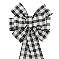 Algopix Similar Product 7 - Black White Buffalo Plaid Wreath Bow 