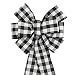 Black White Buffalo Plaid Christmas Wreath Bow with Size Options