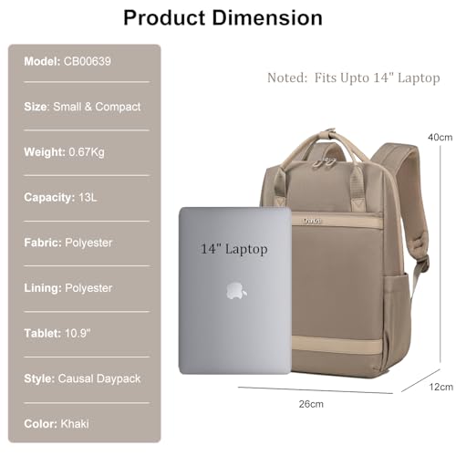 Image of Chantria Slim Backpack for Women Stylish 14-inch Laptop Bag 13L Multi-pocket Water-resistant Daypack with Top Handheld & Luggage Strap,Ladies Backpack for Office Casual College