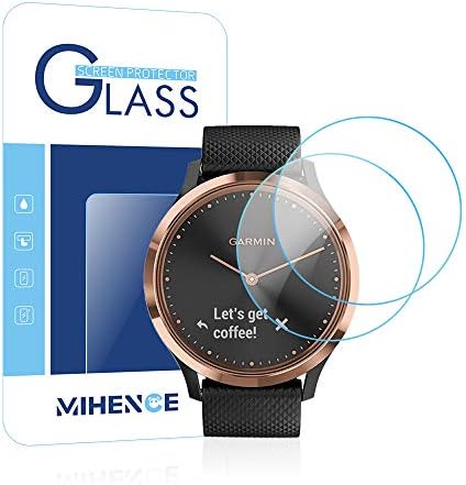 Mihence Compatible Garmin Vivomove HR Screen Protector, 2.5D rounded edges 9H Premium Real Tempered Glass Screen Protector for Garmin Vivomove HR Anti Scratch Protector （2PCS）- NEW