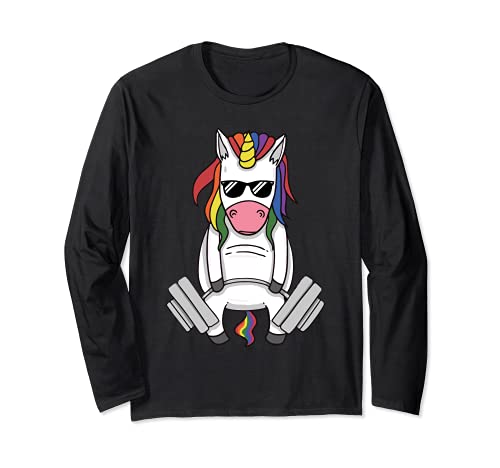 Unicorn Lifting Gay Pride Deadlift Weight-lifting LGBT-Q Long Sleeve T-Shirt, Black