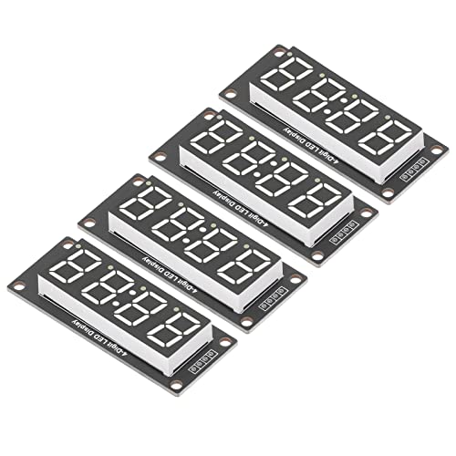 7 Segment Clock Module, Clear Route Precise Wiring Plug and Play 4 Digit Digital LED Display Tube 0.56 Inch 5V 2 Pin I O with Pin Header for DIY (White MRA041B)