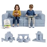 Juskys® Kindersofa Kayo - Cord, modular & weich, Sofa für Kinderzimmer & Spielzimmer, sicher, flexibel, pflegeleicht, mit abnehmbaren Bezügen – Hellblau