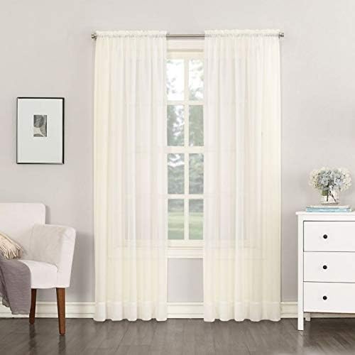 a pair of slot top voile curtains (Ivory, 56" wideX90 drop 2 Panels)
