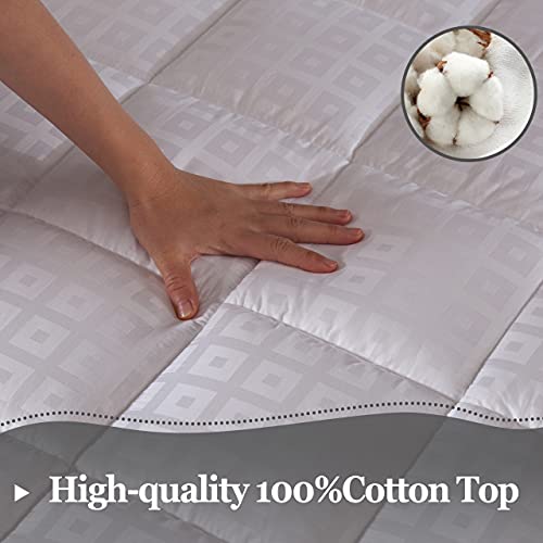 Mattress Pad Cover Queen Size Cooling Mattress Topper Pillow Top Cotton Upper Layer With Polyester Fill Quilted Fitted Mattress Protector 8"-21" Deep Pocket… #TOP1