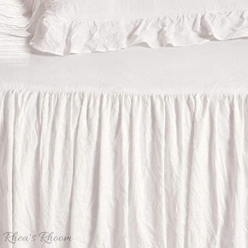 Rhea's Rhoom 3 Pcs Lightweight King Comforter Bedspread Sheet Set - All Season Bedding Set With Sheet, Pillowcases & Shams - Farmhouse Décor Shabby Chic King Fitted Sheet - Ruffle Skirt Fabric - White #TOP2
