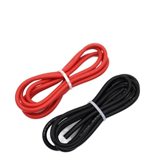 Outdoor Extension 1Meter Red and 1Meter Black Color Silicone Wire 2meter/10Meter 12 14 16 18 20 22 24 26 28 30 AWG Cable Solar sheathed(Color:1Meter Red 1Meter Black,Size:24 AWG)