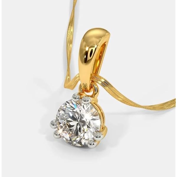 Gemz Mine AAA+++ Shine VVS1 Clarity Diamond Pendant With Lab Certificate Real 1 Carat Diamond Pendant Round Cut Asli Heera Gold Diamond Locket With Chain Gold Diamond Pendant For Women Heera Pendant - Image 5