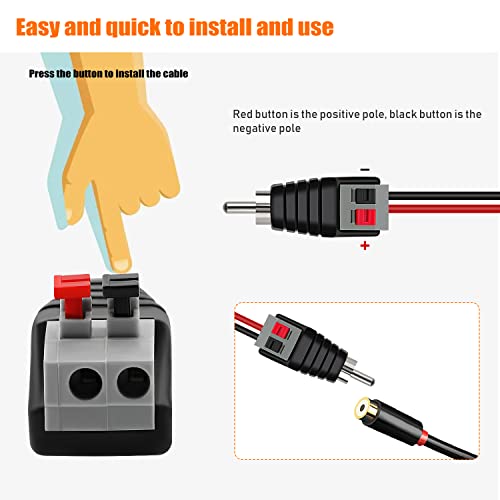 KUOQIY 10 PCS RCA Male to 2 Screw Terminal Strip Speaker Phono, RCA to Speaker Wire Adapter - Image 4
