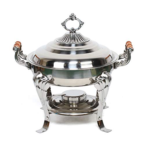 Round Chafing Dish Stainless Steel Chafer Roll Top Chafer for Catering Buffet Warmer Set Dinner Serving Buffet Warmer with Pans and Fuel Holders for Home and Restaurant Use (Style 1)