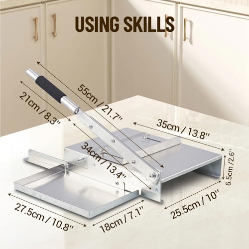 Manual Meat Slicer, Portable Frozen Meat Cutter, Stainless Steel Vegetable Meat Cleavers Beef Mutton Roll Slicing Machine for Home Restaurant Cooking Hotpot