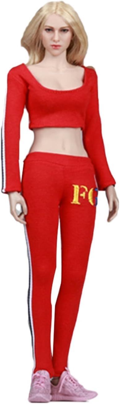 Costume de sport femme 1/6 rouge pour habiller figurine Hottoy buste moyen taille L sans pli