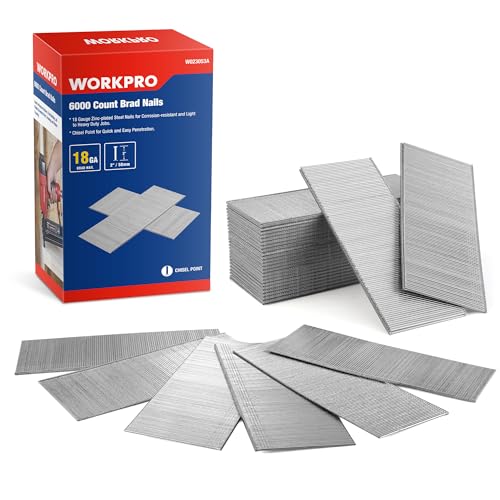 WORKPRO 2-Inch 18 Gauge Brad Nails, 6000 Count Brad Nailer Nails