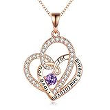 TOUPOP Collar de corazón para mujer, plata de ley 925, colgante de piedra natal, collar de oro rosa, joyas para mujeres, novia, mamá, cumpleaños, Navidad, Día de la Madre, talla única, Plata esterlina