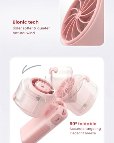 Image of Sevenaire P7 Portable Hand Fan with Mist, Hand fan for summer, High Speed & LED Display - Personal Fans Portable Rechargeable, 16000 RPM Turbo Mini Fan for Travel, Outdoor, Home, Office (Pink)