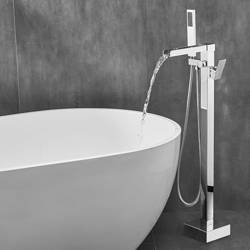 Robinet baignoire ilot cascade chrome avec douchette Asserhahn