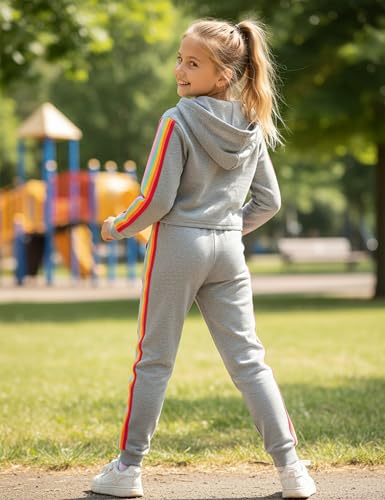 Girls Clothes Hoodies For Girls Activewear Long Sleeve Rainbow Ribbon Sweatshirts And Sweatpants 2 Piece Outfits3