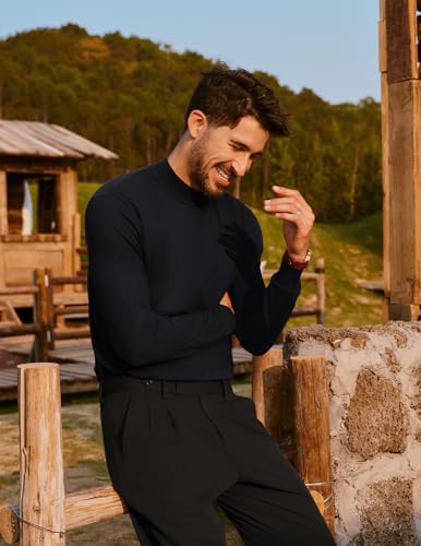 PJ PAUL JONES Mens Mock Turtleneck Sweater Long Sleeve Casual Pullover Sweater Slim Fit Basic Knit Tee2