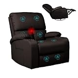 LEVELEVE Rocking Recliner Chair, Massage Rocker Recliner Chair with Vibration Massage and Heat,360° Swivel Recliner Chairs, Living Room, Bedroom, Nursery, RV, Brown