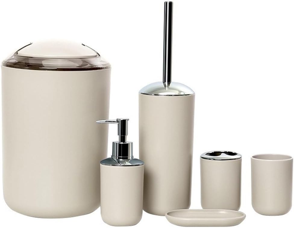 Bathroom Toiletries Six-Piece Bathroom Storage Kit Trash Can Soap Dish Toothbrush Holder(C)