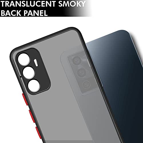 Image of WOW IMAGINE Vivo V23E 5G | Vivo Y75 4G Translucent Hybrid Back Cover Case | Smoked Matte Back | 360 Degree Protection | with Camera Bump | Protective Hard Case (Black Bumper)
