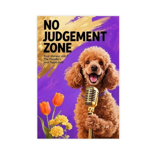 Modern No Judgement Zone Dog Canvas Wall Art 16x24