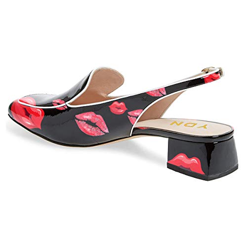 Image of YDN Women Closed Square Toe Block Low Heels Slingback Formal Loafer Dressy Shoes Office Lady Pump Size 4-15 US