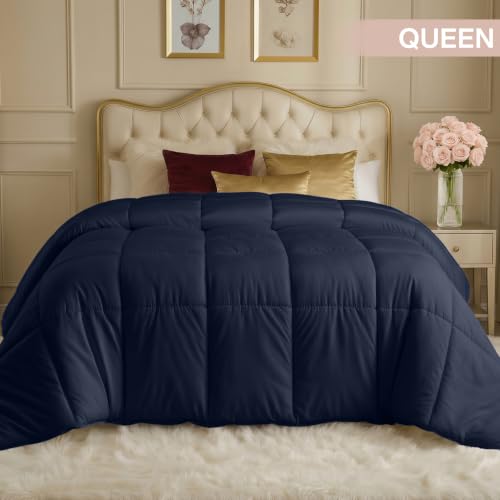 Image of Utopia Bedding Comforters Queen Size, All Season Duvet Insert, Down Alternative Box Stitched Bed Comforter with Corner Tabs, Machine Washable (Navy)