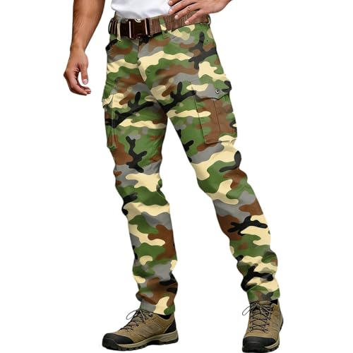 Pantalon de travail pour homme avec poches cargo et taille élastique en noir
