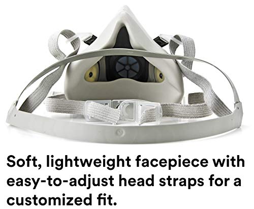 3M Half Facepiece Reusable Respirator 6100, Gases, Vapors, Dust, Paint, Cleaning, Grinding, Sawing, Sanding, Welding, Small #TOP1