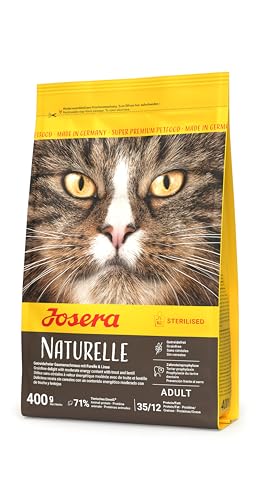JOSERA Naturelle (1 x 400 g) | Adult | Premium Trockenfutter für ausgewachsene sterilisierte (Indoor) Katzen | Forelle & Linse | moderater Fettgehalt | getreidefrei | Katzenfutter | 1er Pack