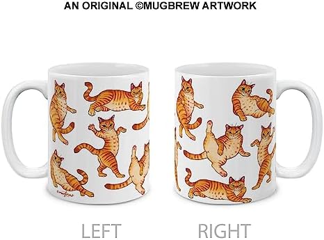 MUGBREW Orange Tabby Cat Funny Playful Postures Ceramic Coffee Mug Tea Cup, 11 OZ - 1